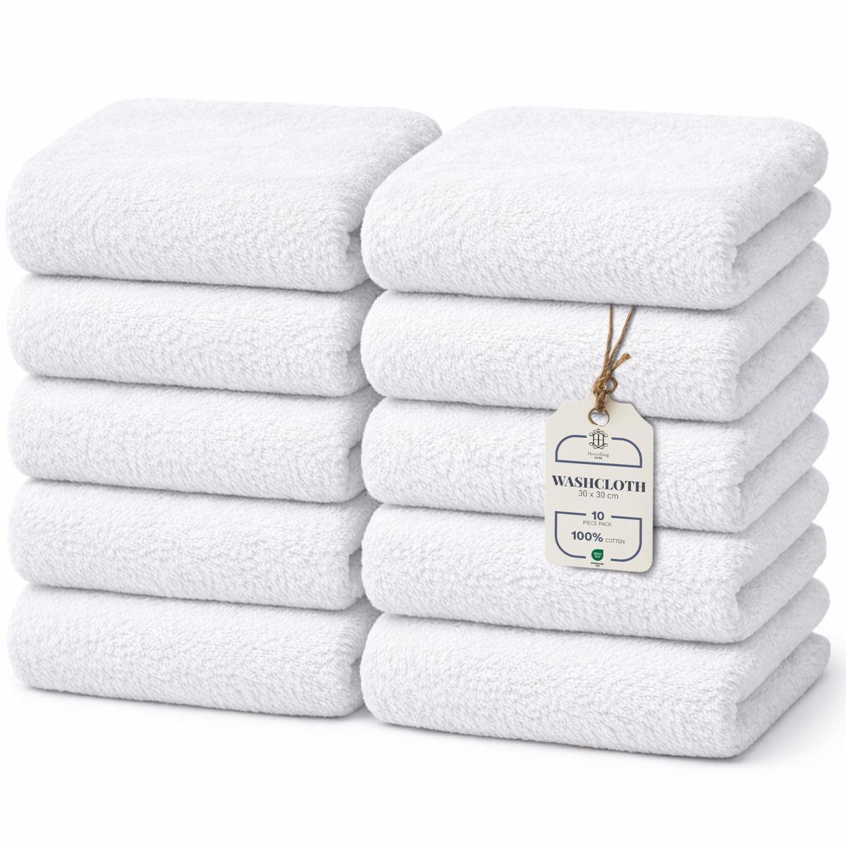 HomeBurg CORE 10-Piece Cotton Washcloths for Bathroom and Kitchen