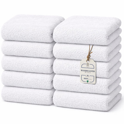 HomeBurg CORE 10-Piece Cotton Washcloths for Bathroom and Kitchen