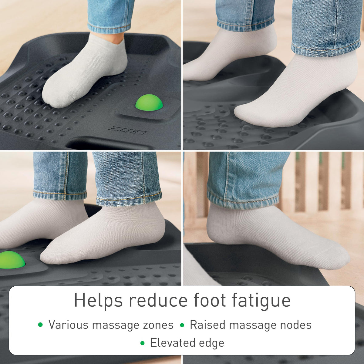 Leitz Ergonomic Anti Fatigue Mat for Standing Desk – PU Foam Cushioned, Non-Scratch, Wipeable, Fatigue Relief, Textured Mat for Home