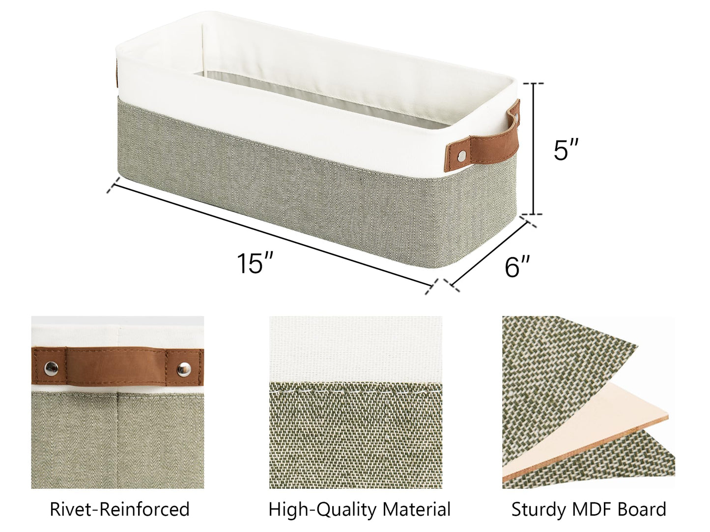 StorageWorks Small Storage Baskets, Bathroom Storage Box for Organising Toiletries, Wardrobe Storage Organiser, Narrow Basket with Handles