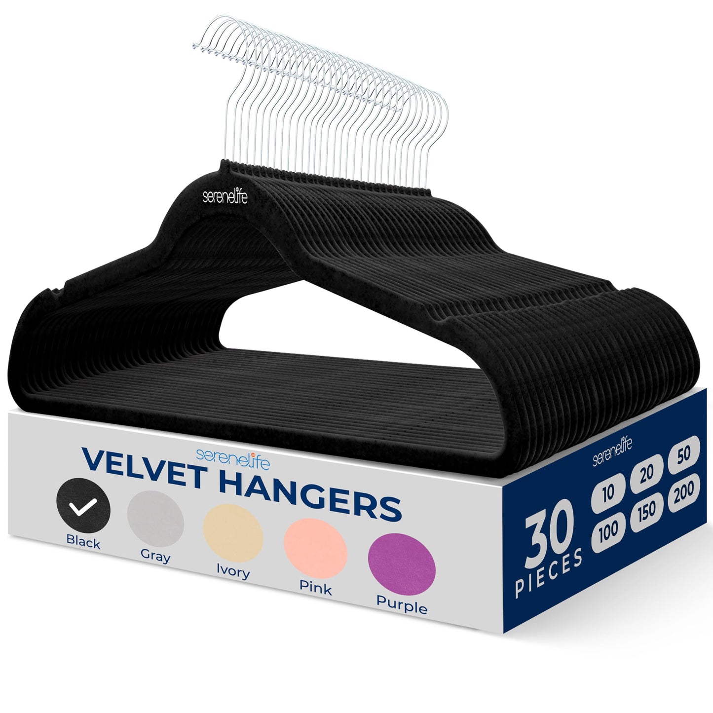 30 Pieces Velvet Hangers - Space Saving Heavy Duty Slim Suit Clothes Hanger Set with 360 Degree Swivel Metal Hook, Can Hold Up to 10 Lbs. For Coats