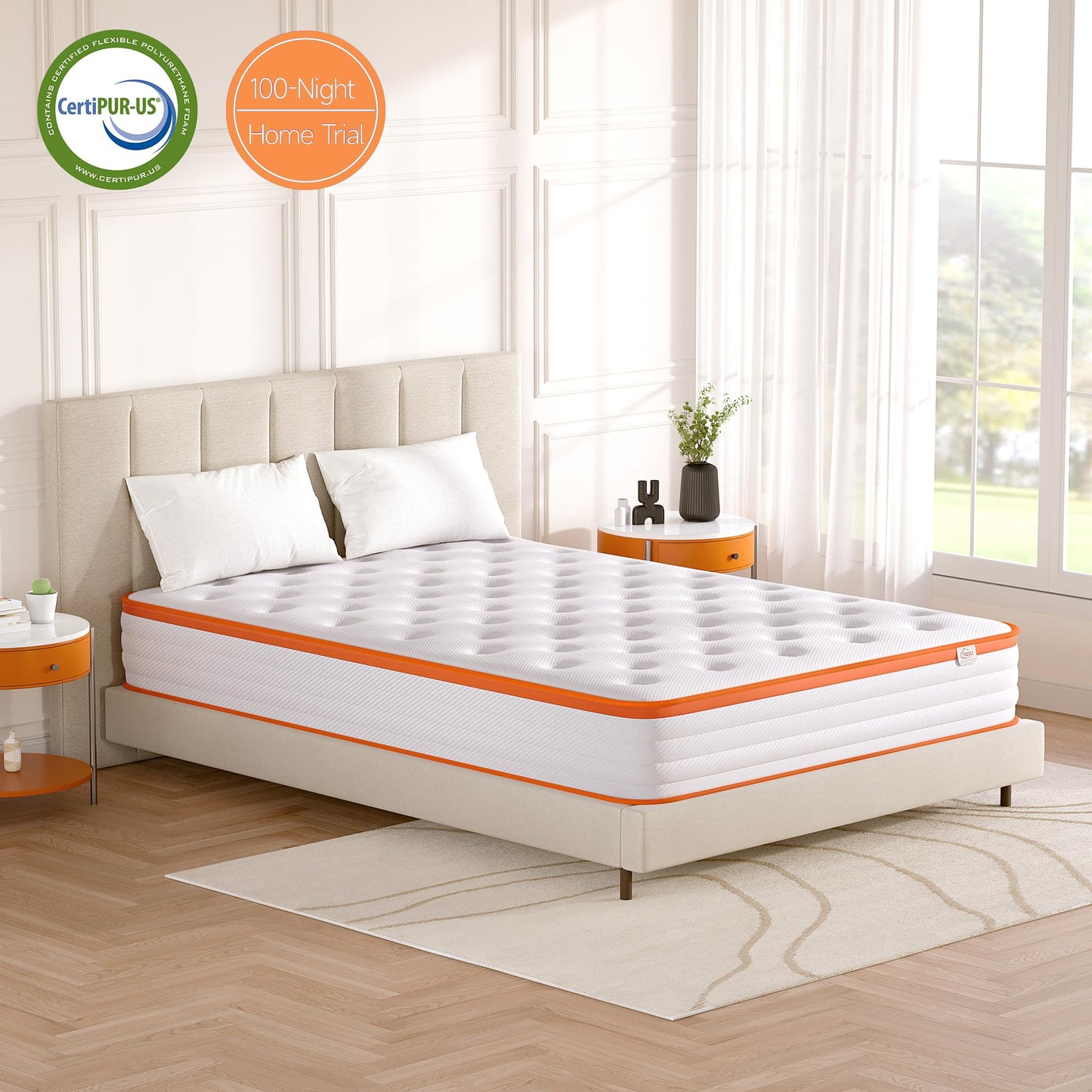 TeQsli Double Mattress 4FT6, 18cm Hybrid Pocket Sprung Mattress Double - Medium Firm - Ideal for Guest Beds- OEKO-TEX Certified Fabric 135x190x18 cm