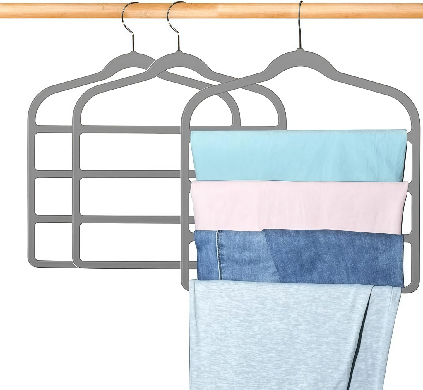 Trouser Hanger Space Saving Clothes Velvet Hanger with 4 Layers Slacks