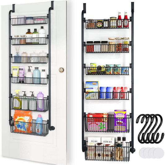 Over Wood Door Pantry Storage Kitchen 6-Tier Door Hanging Storage Metal Pantry Back of Door Storage And Organization Over Door Kitchen Storage Spice