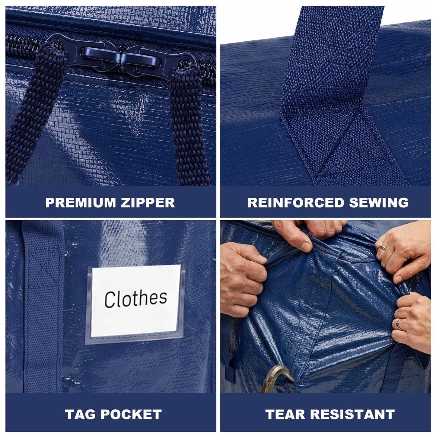 6 Pack Large Moving Bags and Storage Bags, 90L Heavy Duty Moving Bags