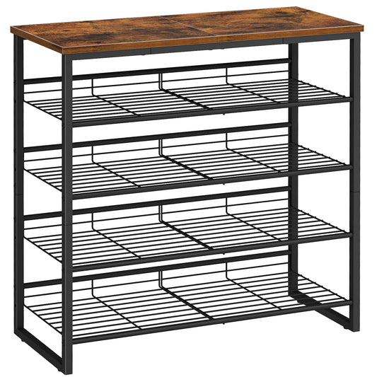 HOOBRO Shoe Rack, 5-Tier Shoe Organizer, Shoe Storage Shelves for 16-20 Pairs, Adjustable Metal Shelf, 75 x 29 x 75.2 cm, Industrial Shoe Stand for