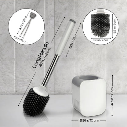 Toilet Brush and Holder Set, Wall Mounted Loo Brush with Hidden Tweezers