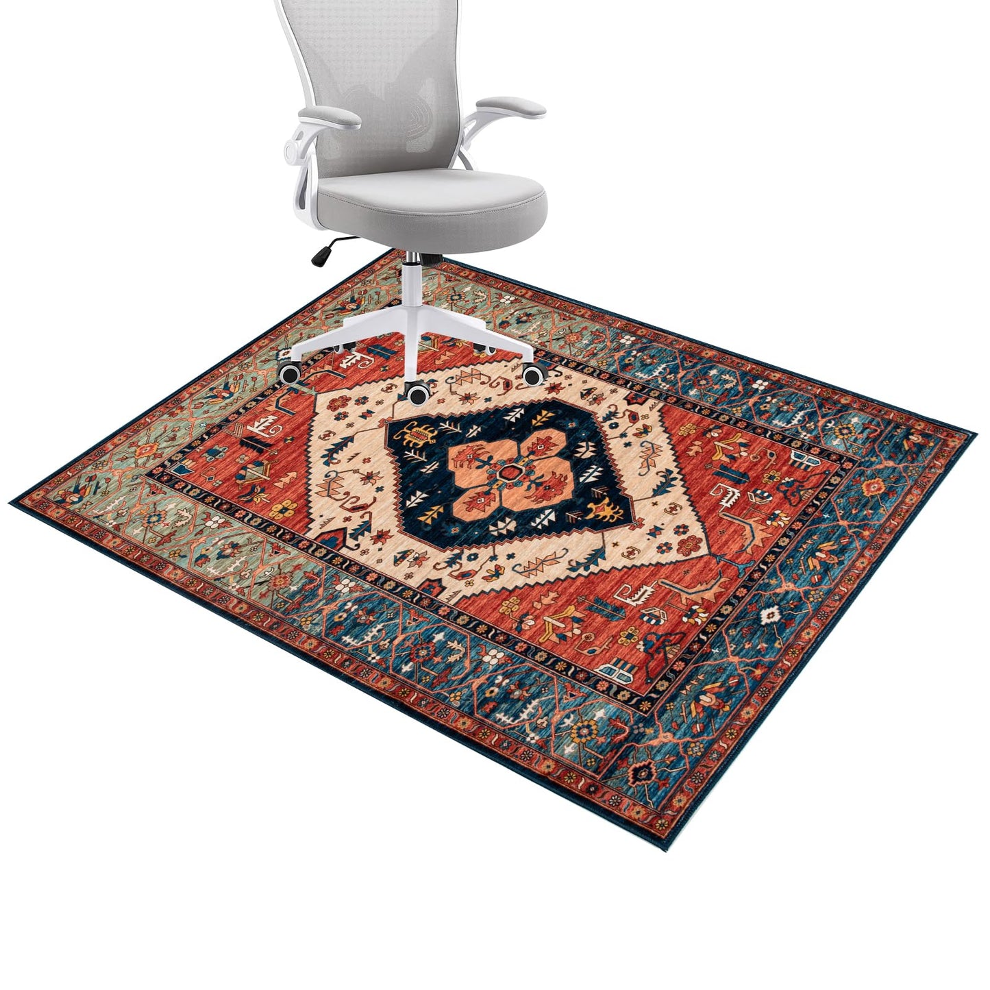 Honorstar Office Chair Mat 120×150cm for Hardwood & Tile Floor - Rectangular Anti-Slip Gaming Protector for Low Pile Carpet (Multi-02)