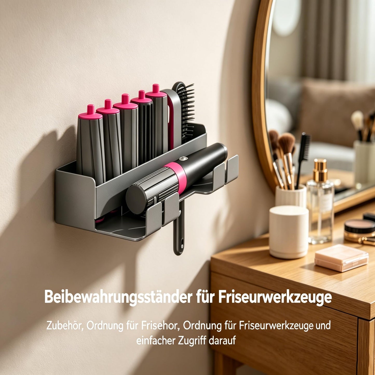 Hair Dryer Holder Wall Without Drilling, Wall Mount Holder for 7 in 1 Styler Curling Iron Accessories, Straightener Holder, Wall Mount Holder
