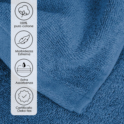 Ruggeri, Set 2 Bath Towels 70x140 cm, Cotton, Blue