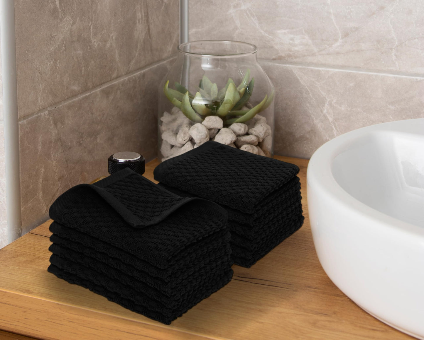COTTON CRAFT Euro Spa Waffle Wash Cloth - Set of 12 Luxury Pure Ringspun Cotton Waffle Weave Bathroom Face Towel