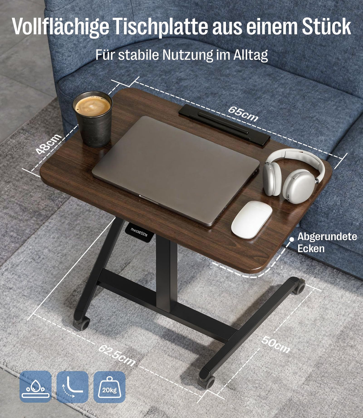 MAIDeSITe Fit Pro Over Bed Table with Wheels, Height Adjustable Desk