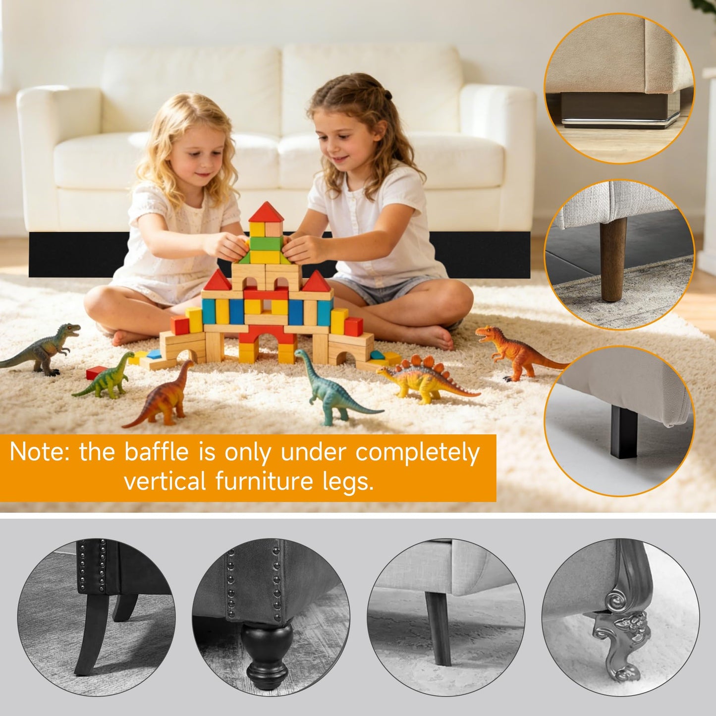 GAESHOW 6M Toy Blockers for Under Sofa, Under Bed Blocker for Pets, Adjustable Gap Bumper Under Sofa Bed Blocker