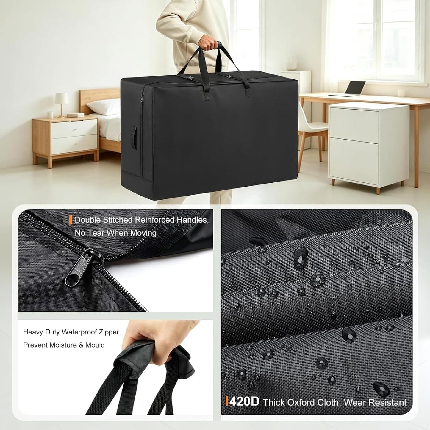 Foldable Mattress Bags, 500D Heavy Bag for 4-Fold Mattress 135x50x65cm
