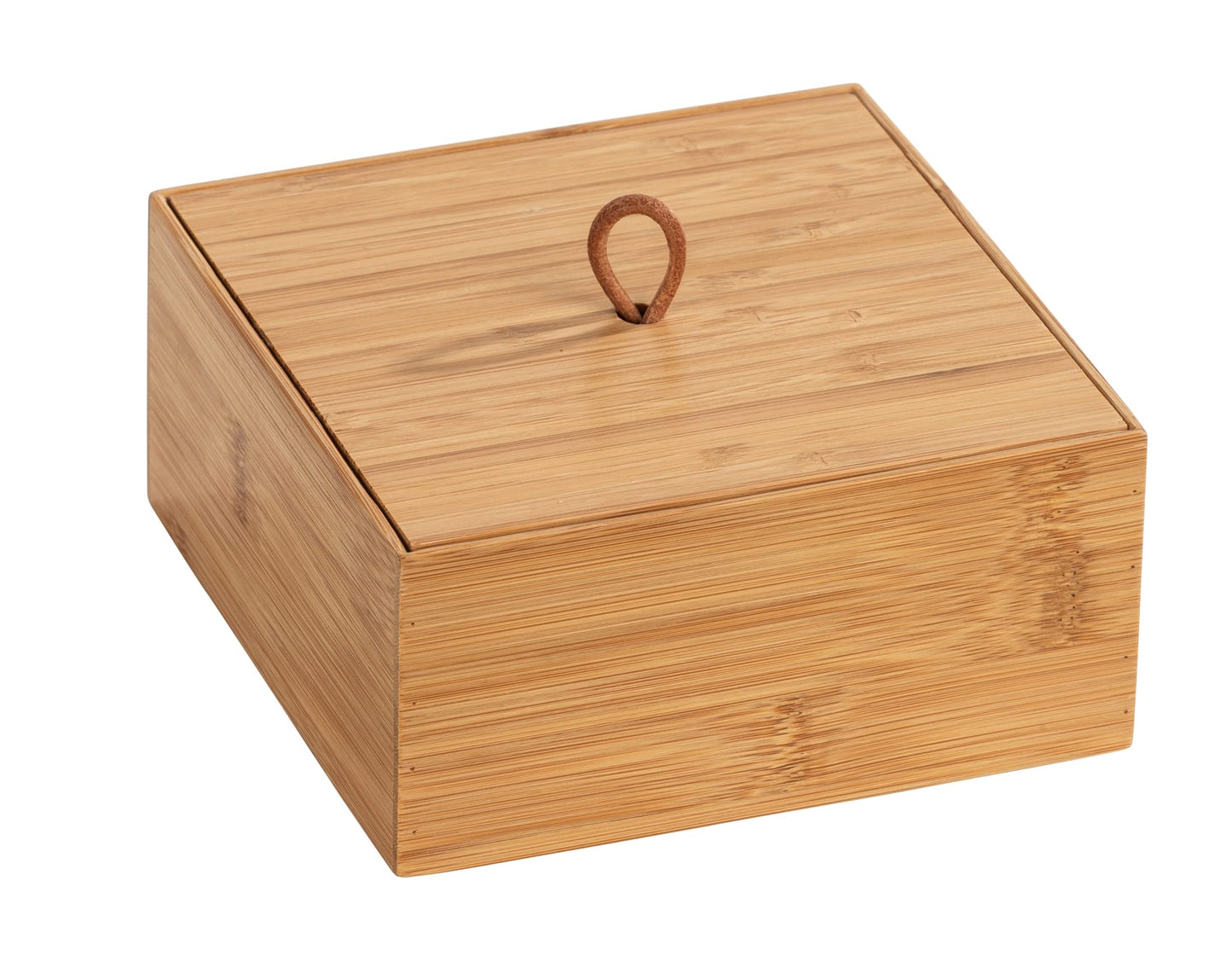WENKO Terra Bamboo Organiser Box with 3 Compartments - Storage Box, Bathroom Basket, Bamboo, brown, Bambus Kosmetiktuch-Box