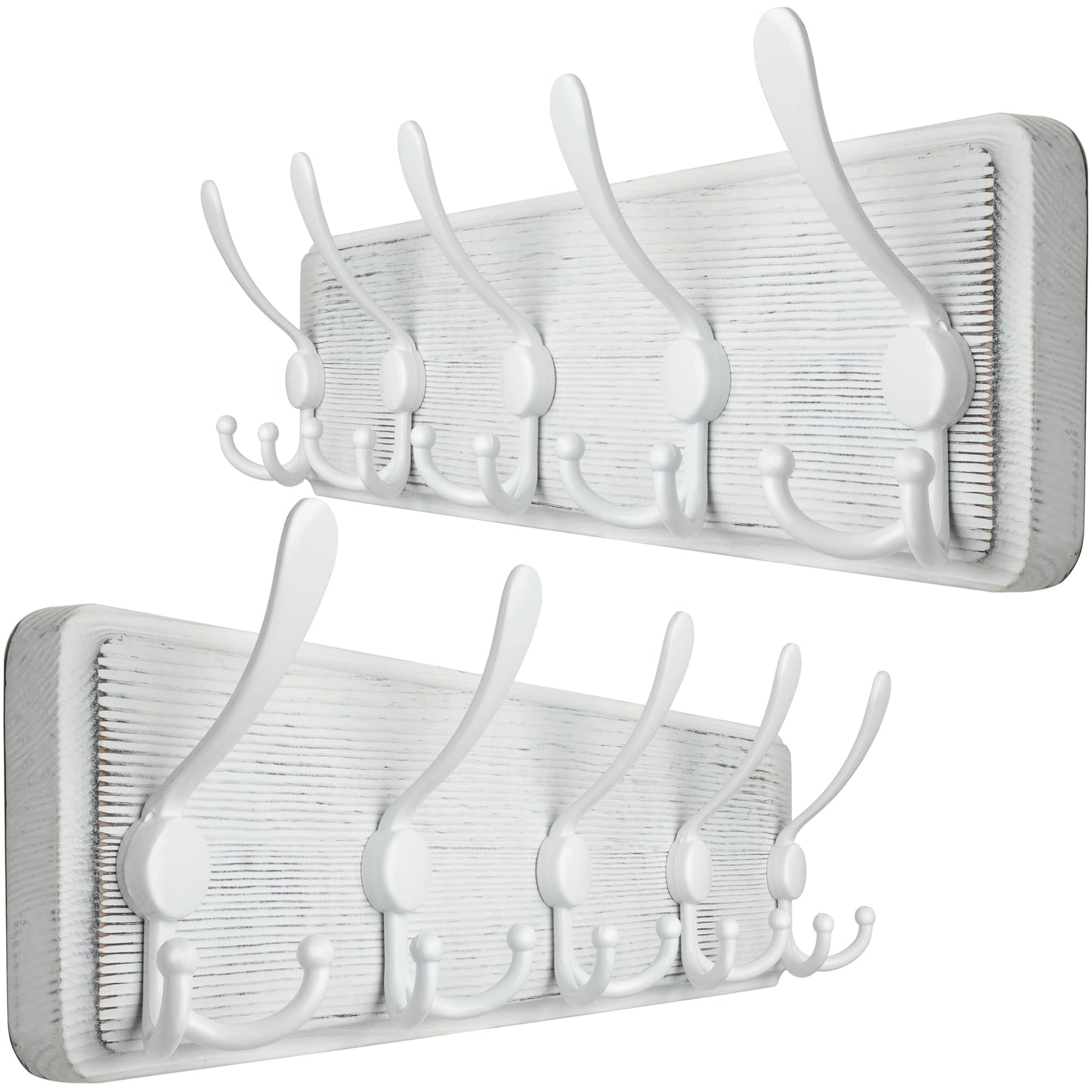 WEBI Coat Rack Wall Mounted,Wood Coat Hooks Wall Mount,16" Hole to Hole,Coat Hanger Wall Hook Rack Rail,5 Triple Hooks for Hanging