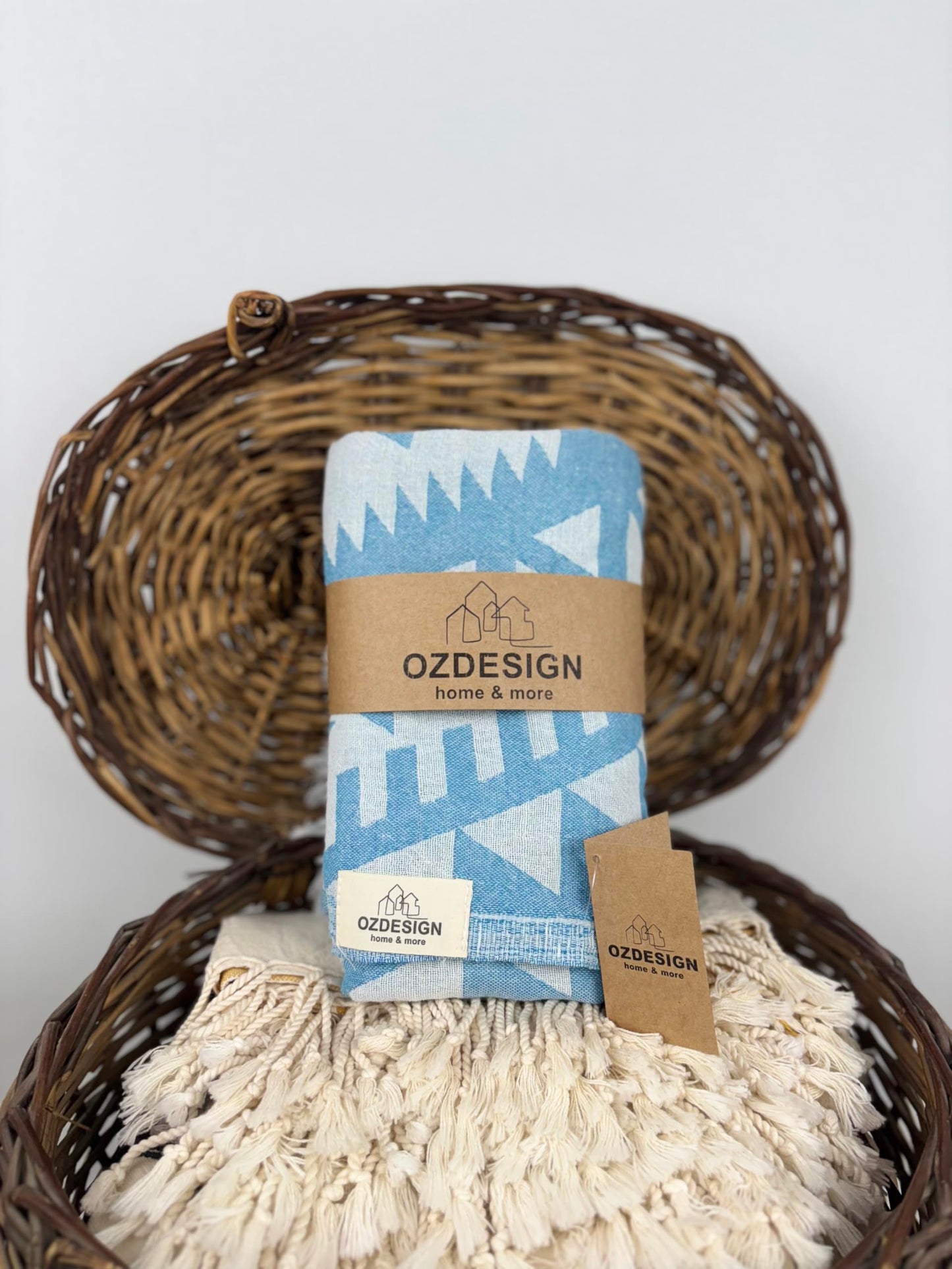 OZDESIGN Jacquard Turkish Peshtemal Towel – 100% Cotton, 95x175 cm, Lightweight & Quick Dry Hammam Towel, Woven on Automatic Looms
