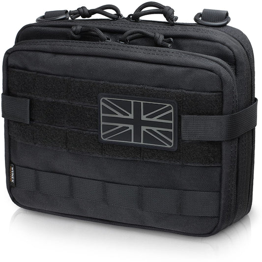 WYNEX Tactical Large Admin Pouch of Double Layer Design, Molle EDC EMT Utility Pouch with Map Sleeve Modular Tool Pouch Large Capacity Flag Patch