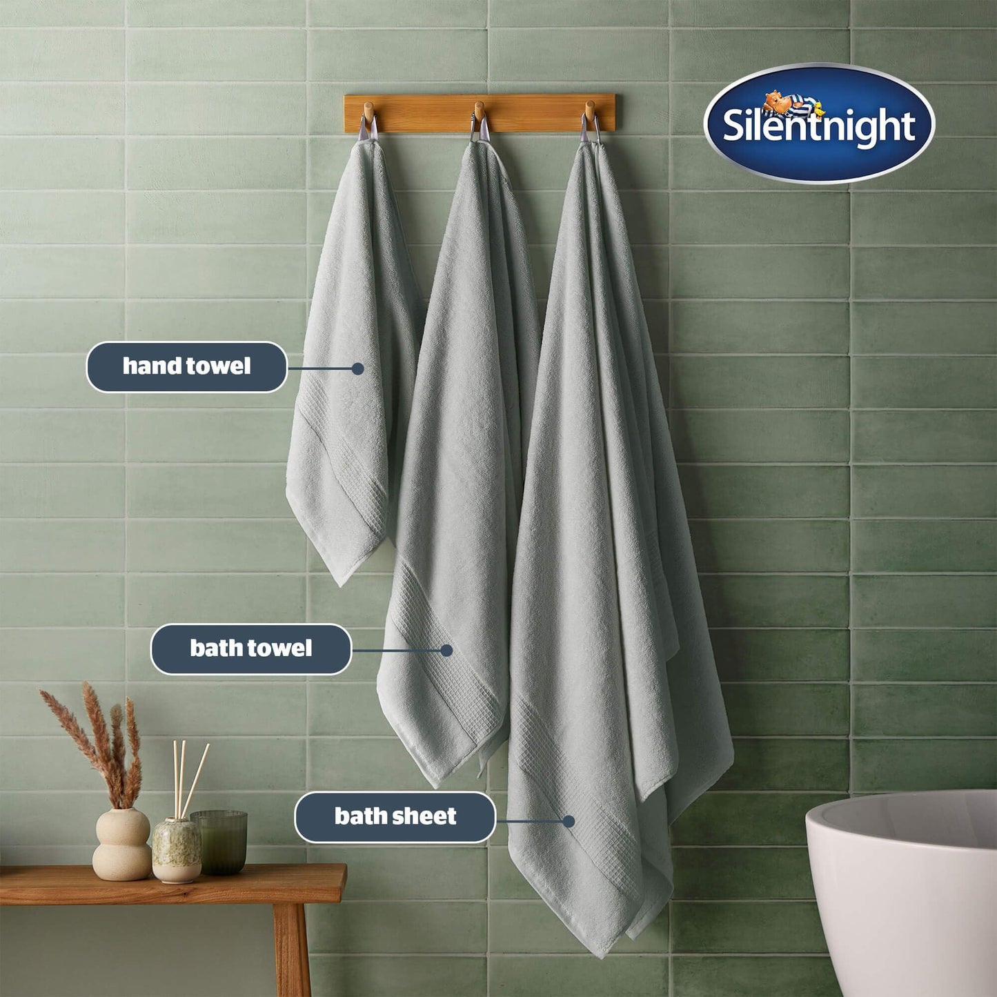 Silentnight Luxury Cotton Bath Towel - Luxuriously Soft & Super Absorbent Deep Pile Towel - 100% Cotton BCI - Textured Waffle Border Bath Towel