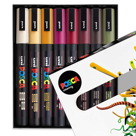 Posca - PC-3M - Paint Marker Art Pens ? 0.9-1.3mm - Autumn Tones Set of 8 in Gift Box