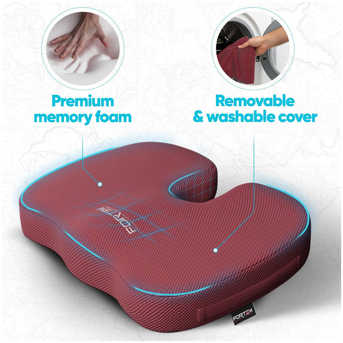 FORTEM Seat Cushion, Office Chair Cushion, Memory Foam Pillow for Sitting