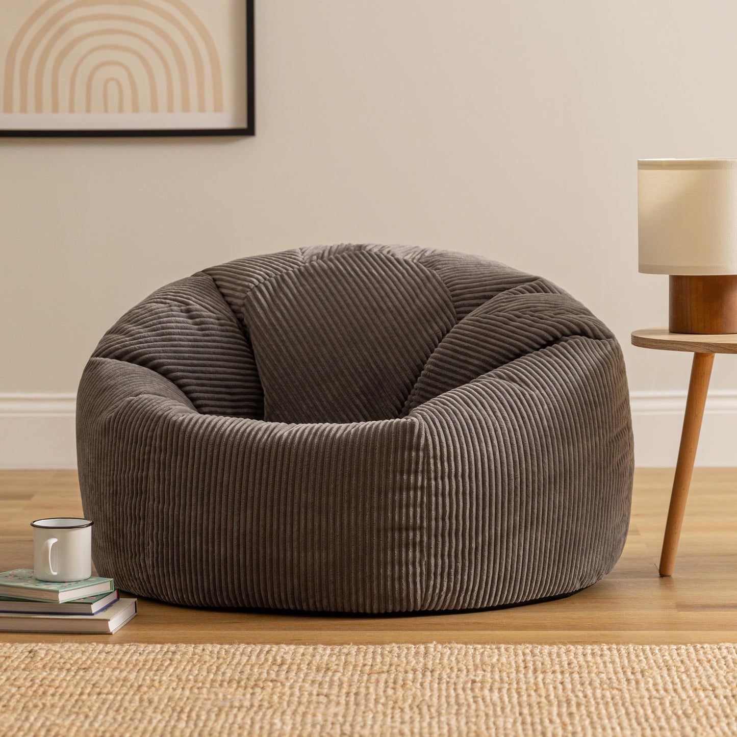 icon Kingston Cord Bean Bag with Filling Included, Set of 2, Grey
