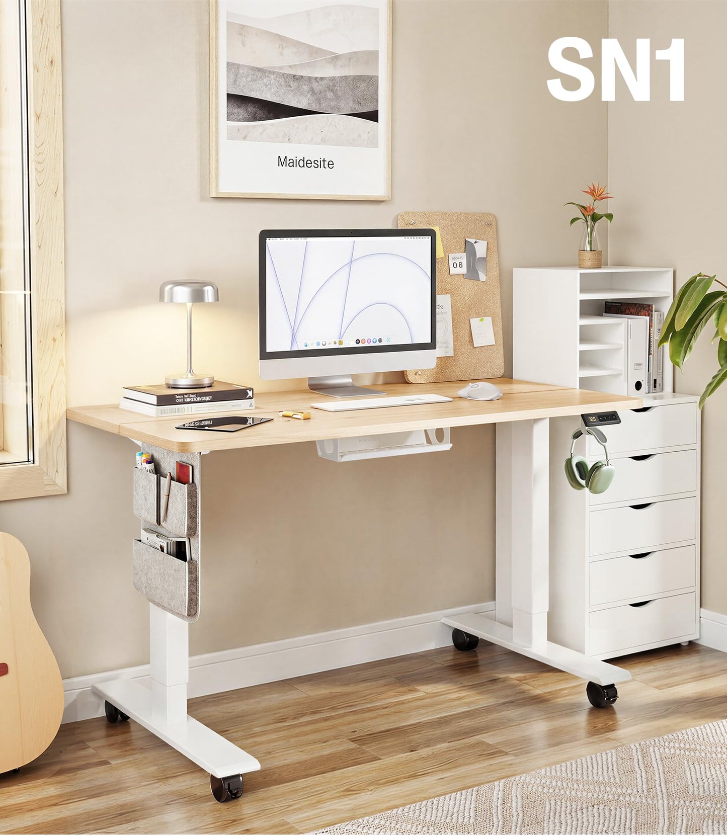 MAIDeSITe Electric Height Adjustable Standing Desk, 100x60cm Sit Stand Desk