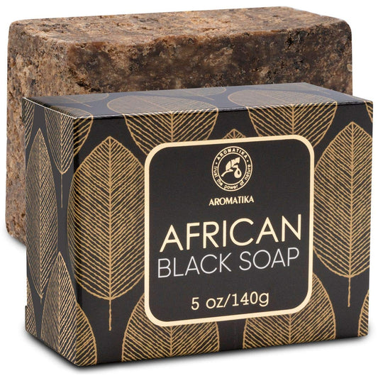African Black Soap 140g - Moisturizing - Nourishing - 100% Raw & Natural African Black Soap with Shea Butter & Coconut Oil - For All Skin Types -