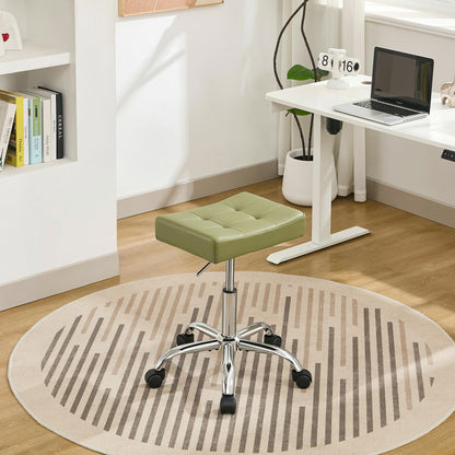 FIRAVOE Adjustable Work Stool with Wheels 136 kg Capacity Saddle Shaped Seat Faux Leather Workbench Stool