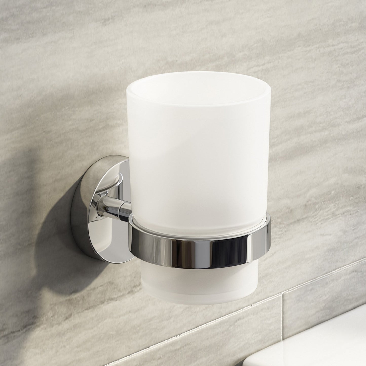 iBathUK Modern Chrome Toothbrush Holder Wall Mounted Tumbler Bathroom Accessory ACC107