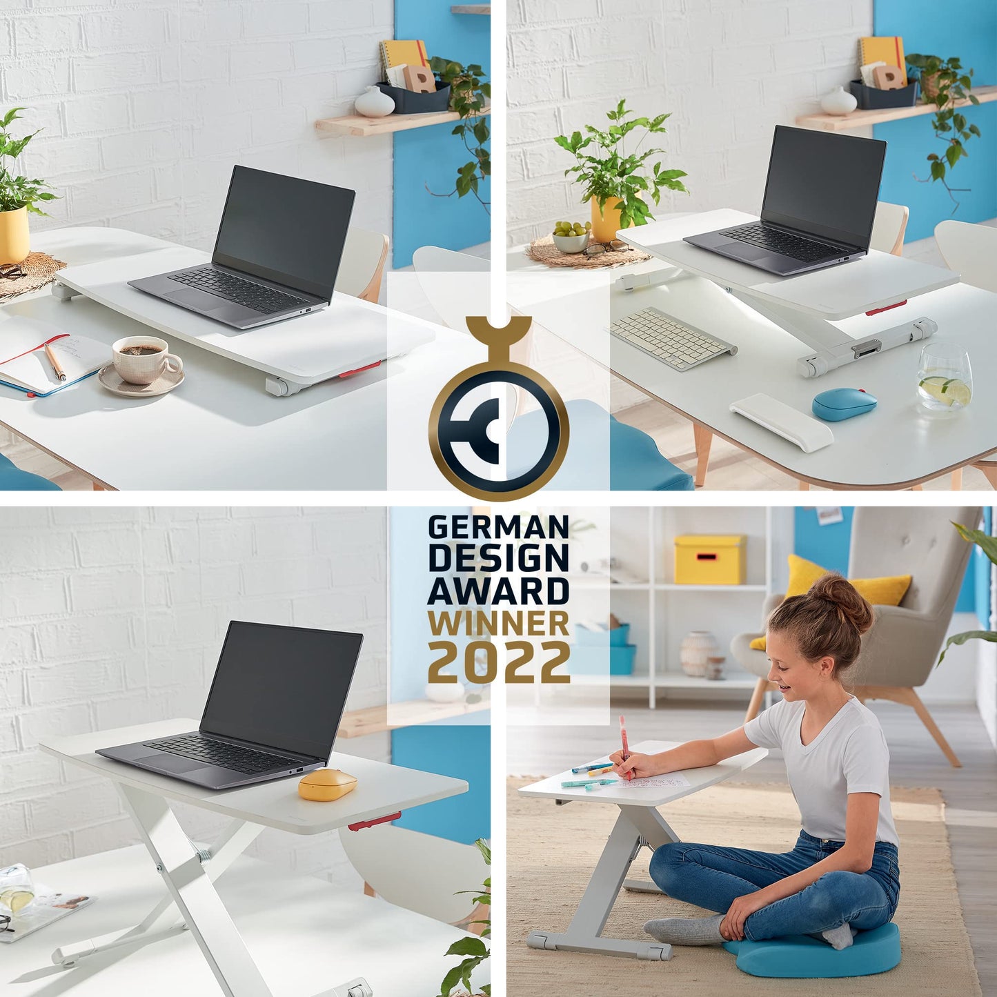 Leitz Standing Desk Converter, Compact Ergonomic Height Adjustable Stand For Computer Screens, Monitors & Laptops, Slimline & Saves Space