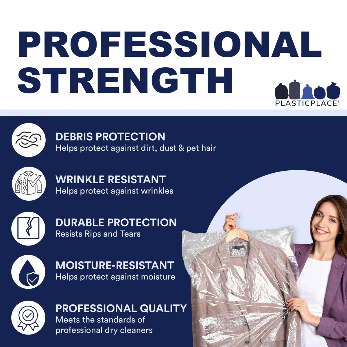 Plasticplace Clear Garment Bags │Plastic Coat Bag││1.0 Mil│21" X 4" X 54" 50 Count