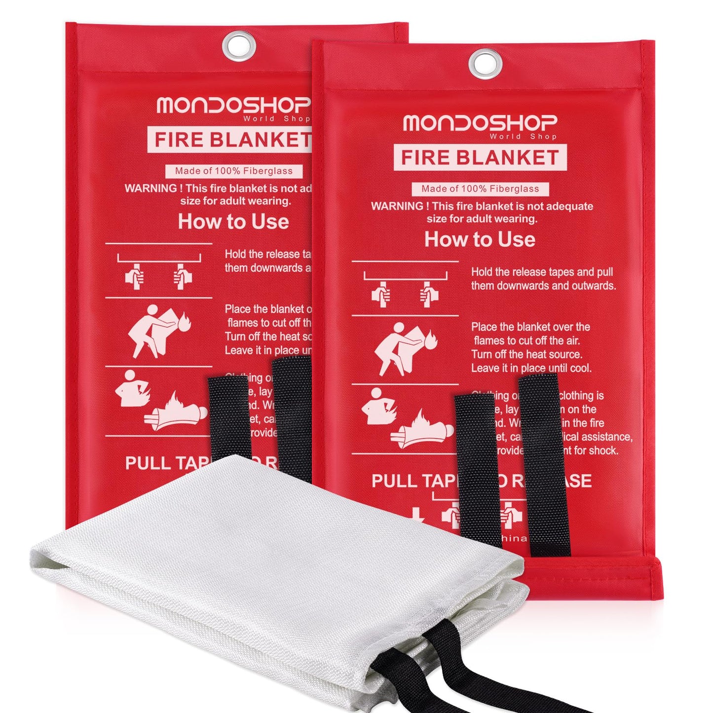 Mondoshop Fire Blankets Emergency for Kitchen Home, TUV Certified Soft Case Fiberglass Fire Retardant Blanket for School, Grill, Car, Office, Garage,