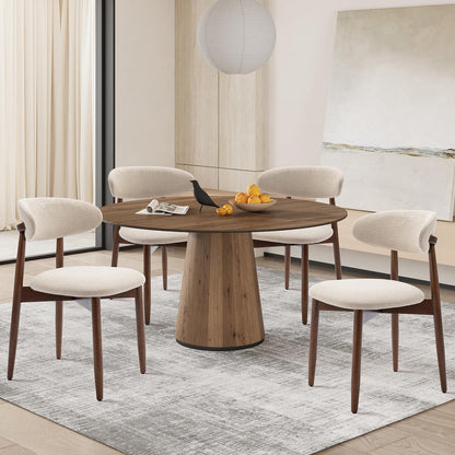 COLAMY Modern Dining Chairs Set with Wooden Legs – Upholstered Fabric Dining Room Chairs with Curved Backrest, Soft Cushion Seat