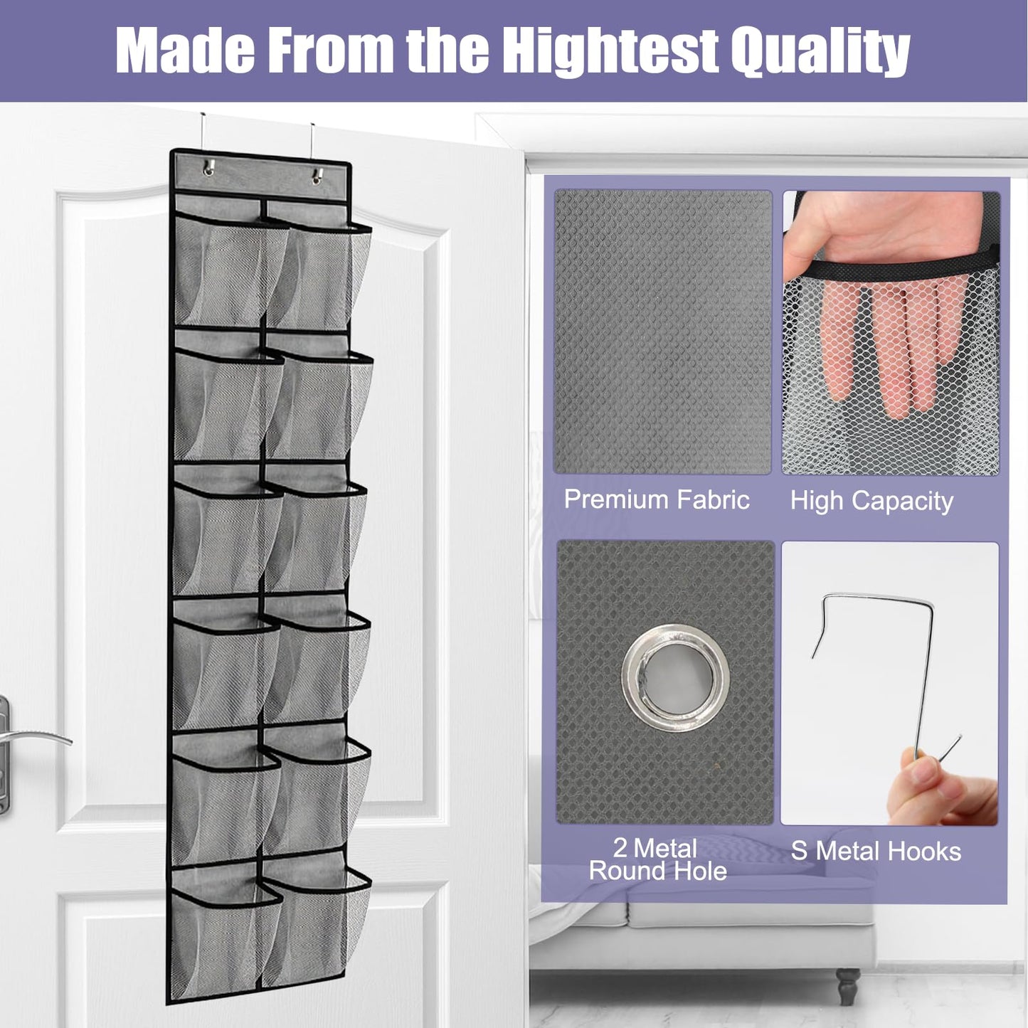 Newthinking Over Door Shoe Storage, Hanging Shoe Storage with 12 Pockets