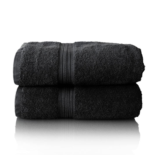 Glart Premium Set of Terry Hand Towels, Range of Terry Towels in 6 Colours and 5 Sizes, Colour: Black, 2X Sauna Towels 70 X 200 cm