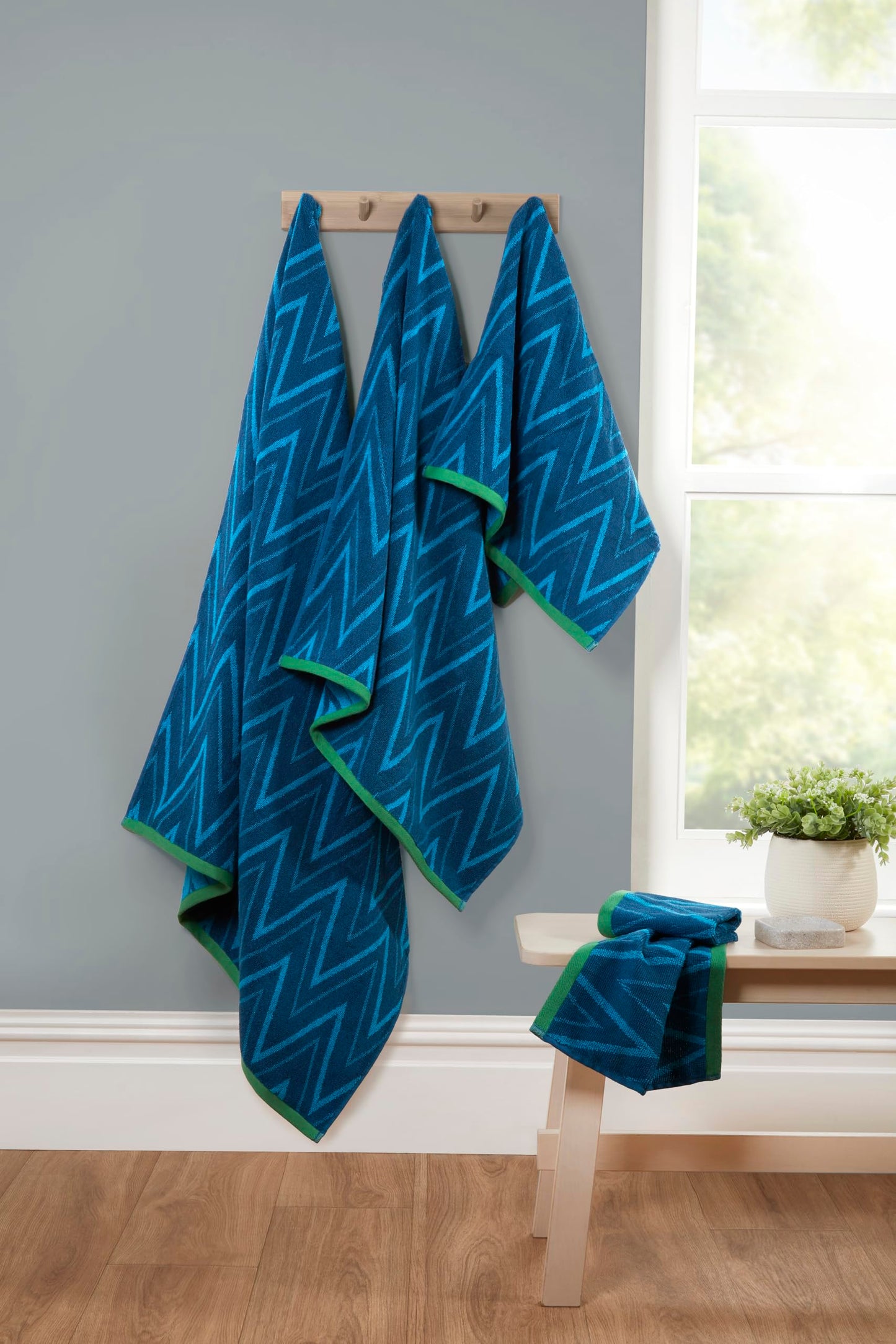 Rapport Home Helix Bath Sheets 2 Pack, 90x140cm 100% Cotton - Ocean Blue