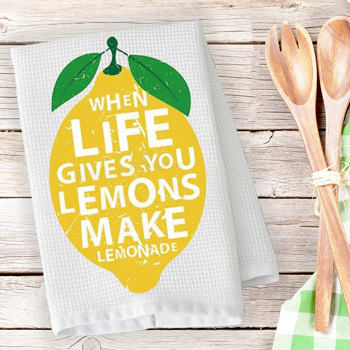 PLITI When Life Gives You Lemons Make Lemonade Novelty Kitchen Towels with Sayings Flour Sack Cotton Hand Towel Make lemonade towelU