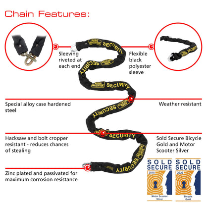 Burg-Wachter 2M Sold Secure Gold Bike Chain, Lock and Ground Anchor Kit,Black