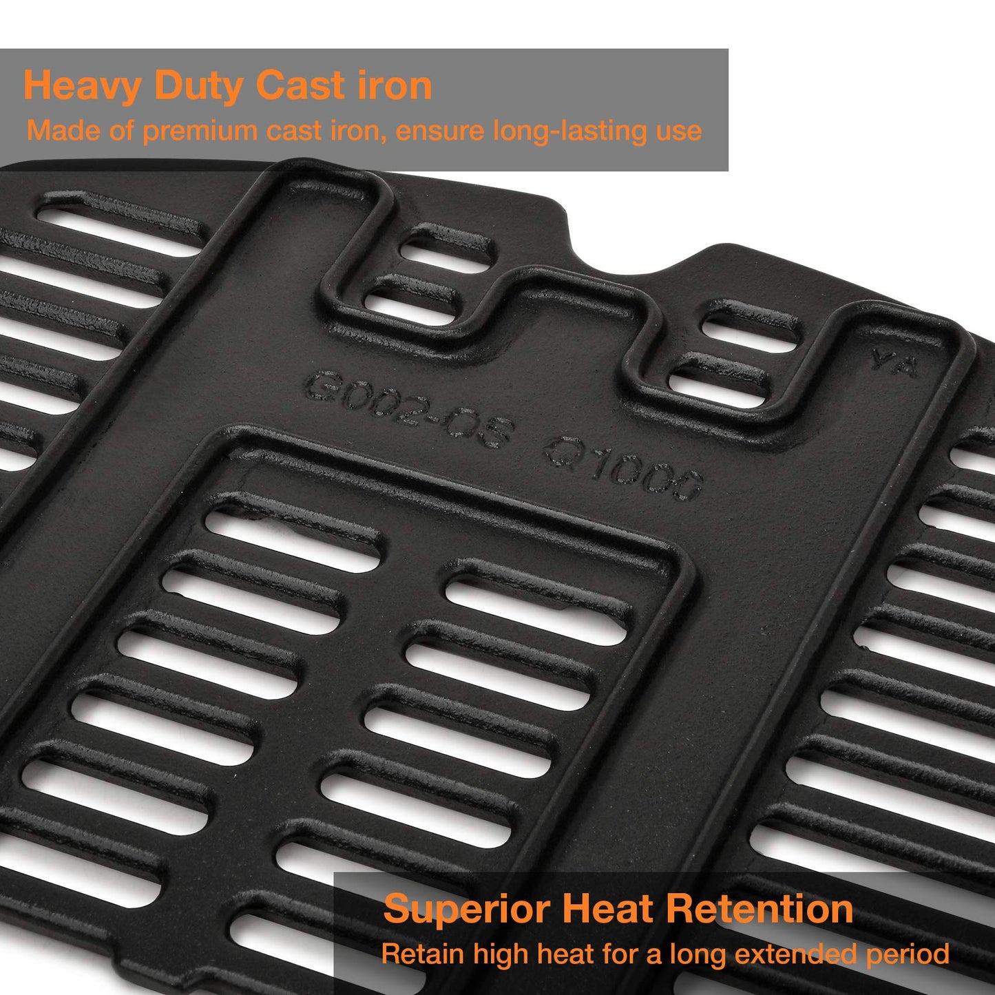 onlyfire Cast Iron Cooking Grate for Weber Q1000, Q1200, Q1400 Gas Grill Replacement for Weber 7644