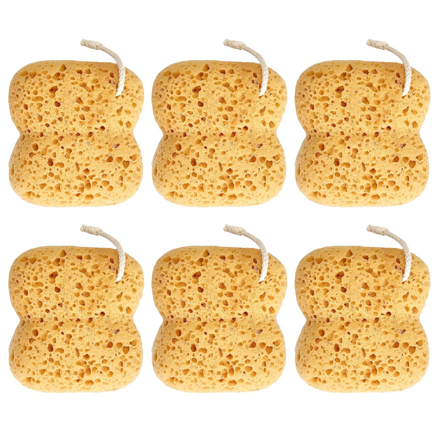 6 PCS Natural Bath Sponges,Larger Exfoliating Soft Shower Sea Sponges for Women and Men,Gentle and Deep Cleansing,for All Skin Types