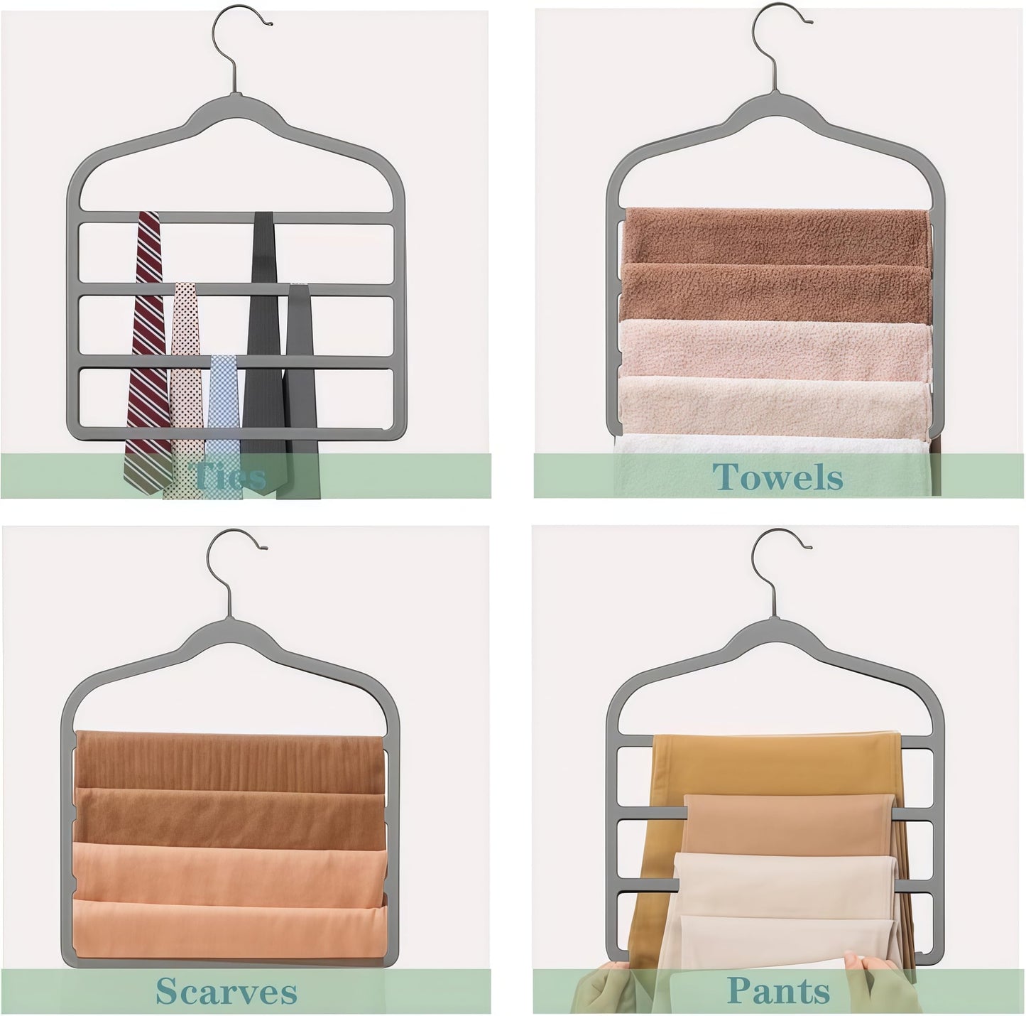 Trouser Hanger Space Saving Clothes Velvet Hanger with 4 Layers Slacks