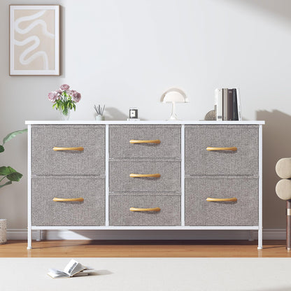 GoaHi Chest of Drawers, Small Dressers with Metal Frame and MDF Wooden Top Board, Adjustable Feet, Anti-Tip Safety