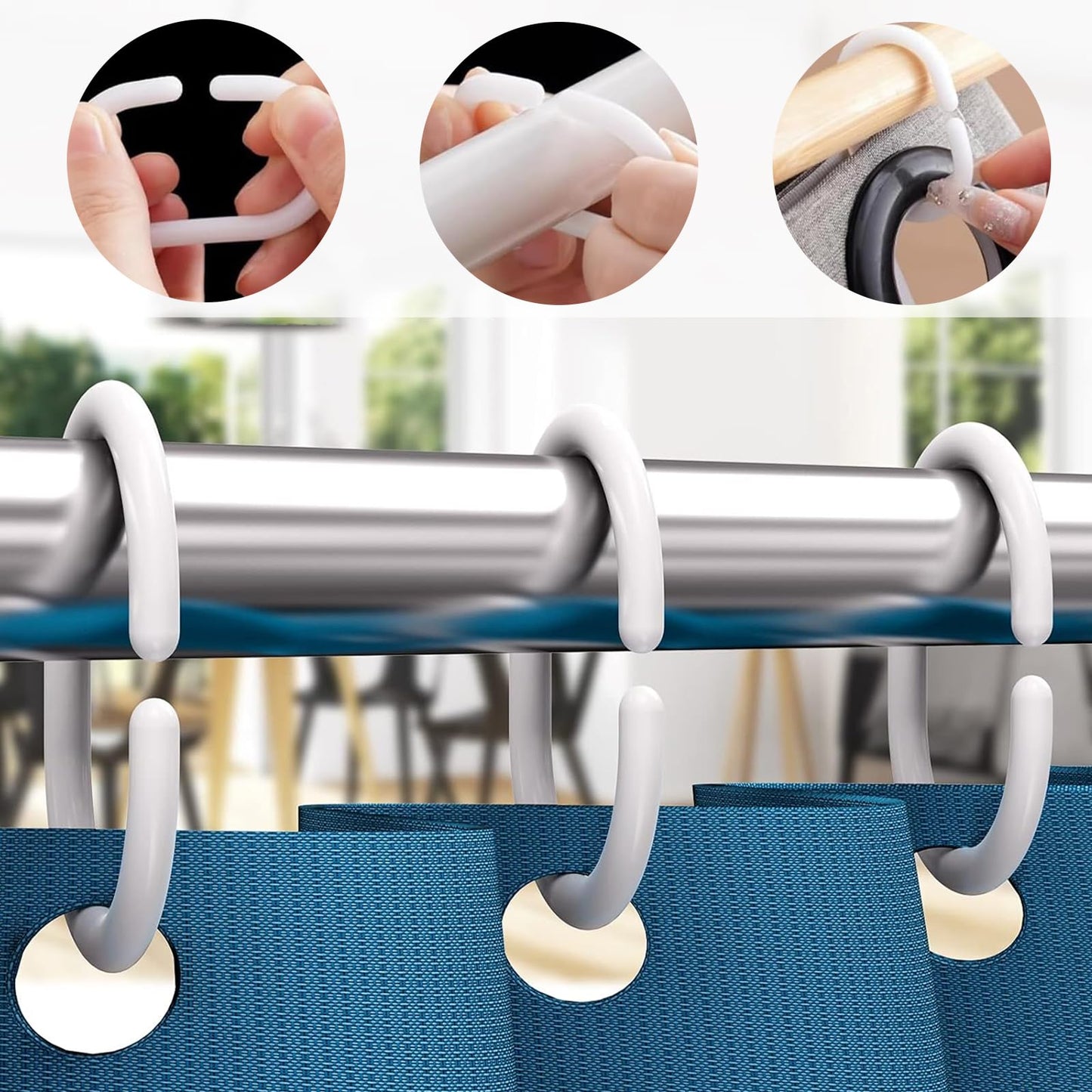 Plastic Shower Curtain Rings – Rust-Proof C-Shape Bathroom Hooks