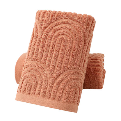 Pidada Hand Towels Set of 2 Striped Pattern 100% Cotton Absorbent Soft Decorative Towel for Bathroom Burnt Orange