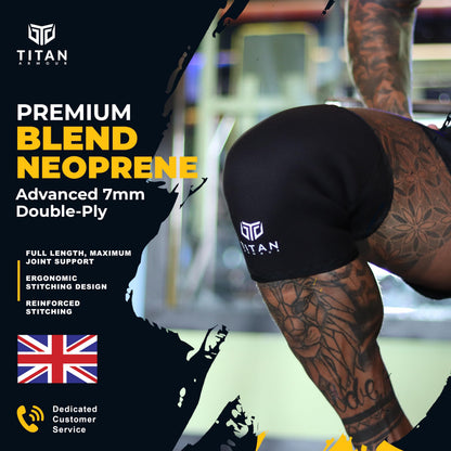 Titan Armour? Premium Knee Sleeves Weight Lifting | 7mm Double-Ply Neoprene | Knee Compression Sleeve for Support & Protection | Knee Support Sleeves