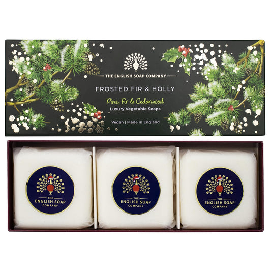 The English Soap Company Frosted Fir and Holly Collection Triple Soap Gift Box