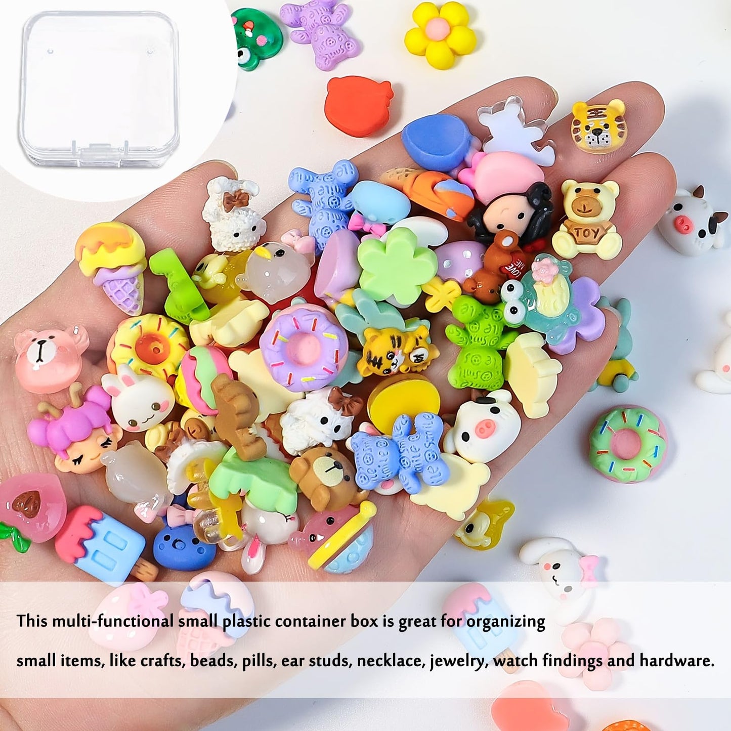 Small Square Clear Plastic Organizer Box,Beads Storage Containers Box,6pcs