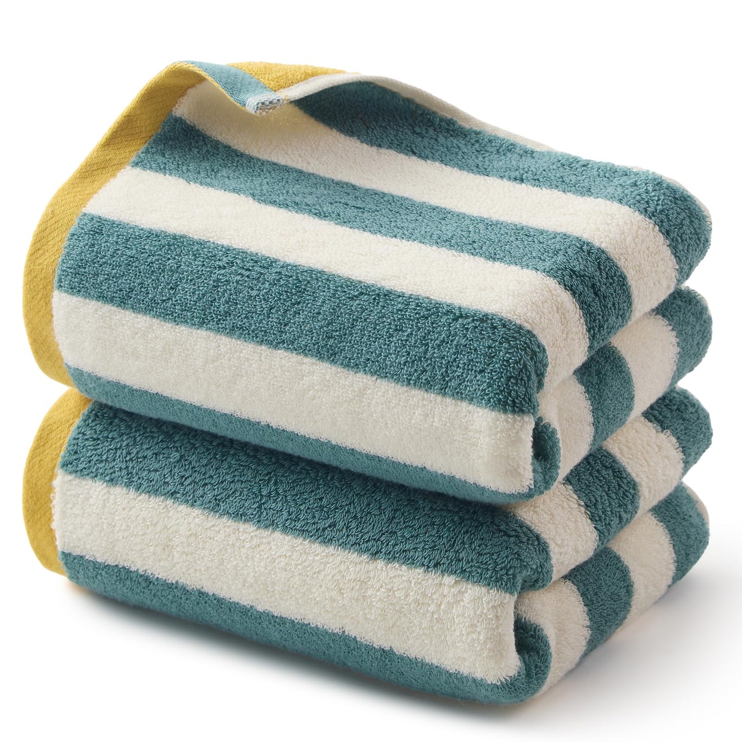 REDKISS 2 Pack Striped Hand Towels for Bathroom - 100% Cotton Decorative Hand Towel Set, 32x72cm, Soft Absorbent and Quick-Dry Towels for Bathroom