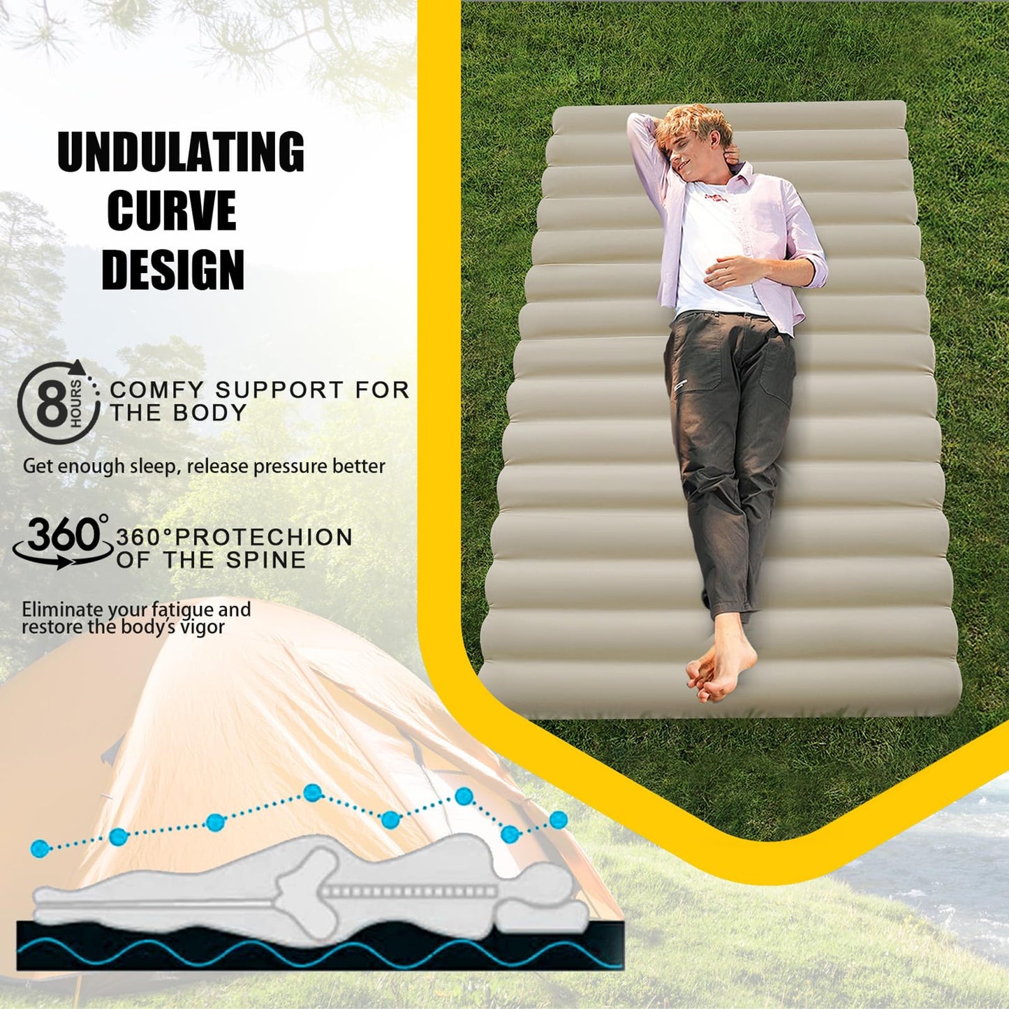 MeMoreCool Roll Up Floor Mattress Small Single, 190x75cm, Beige
